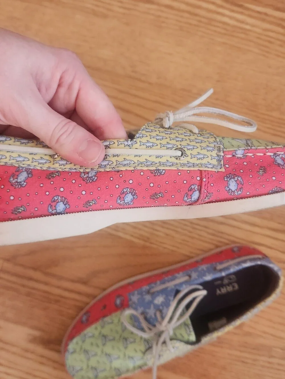 EUC Sperry X Vineyard Vines Kids Patchwork Patterned Boat Shoes, Size 5